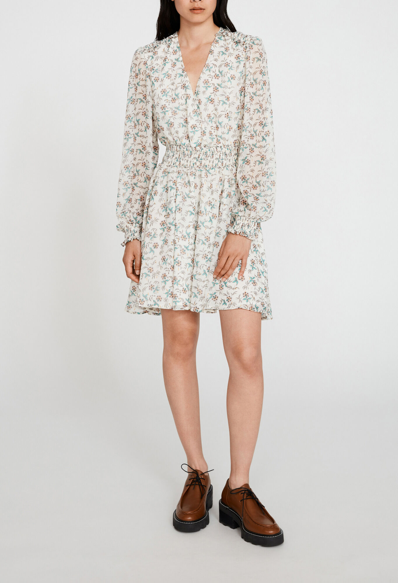 Robe courte motif floral metallise for women Claudie Pierlot