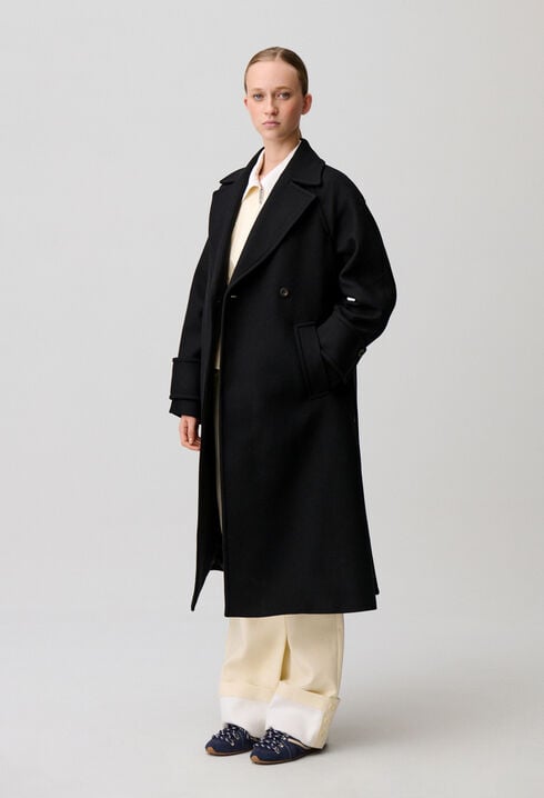Mid-length wool blend coat