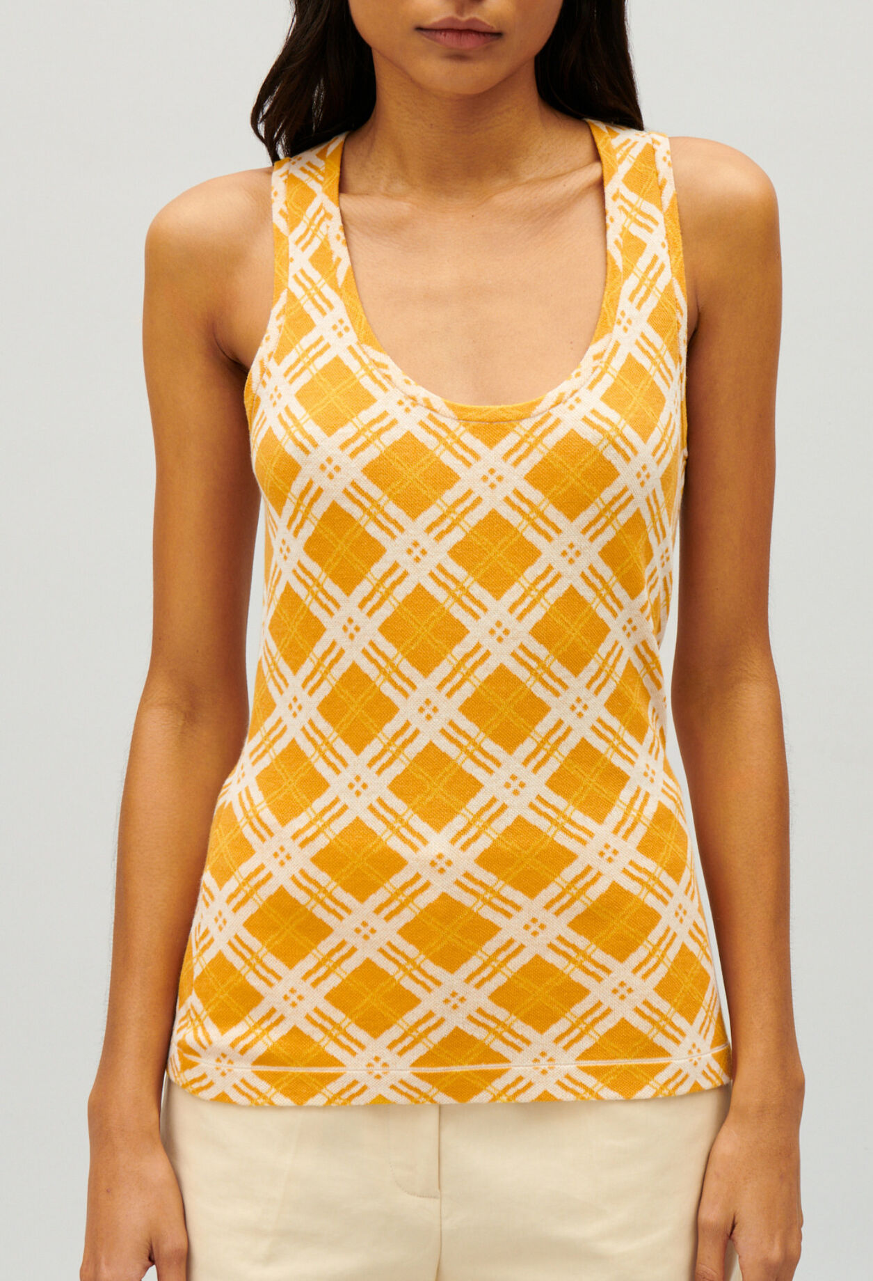 Yellow checked vest top