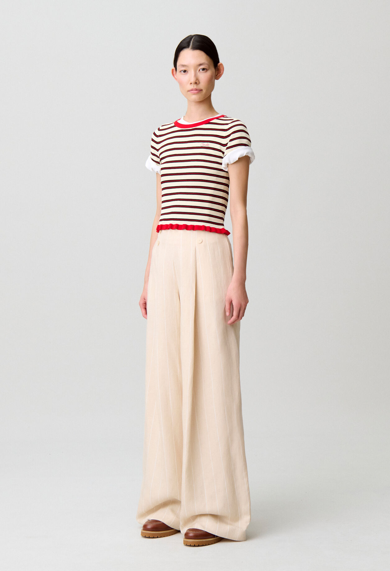 Weite Anzughose aus Viskose-Leinen