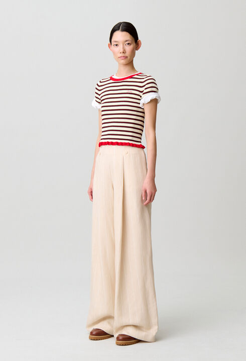 Weite Anzughose aus Viskose-Leinen