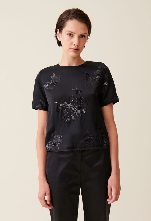 Schwarzes Top Pailletten