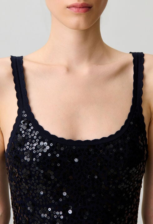 Robe longue maille sequins