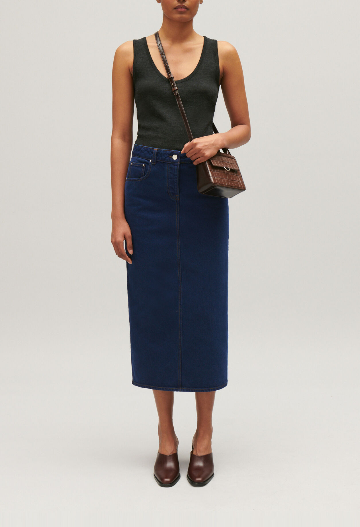 Jupe midi jean bleu