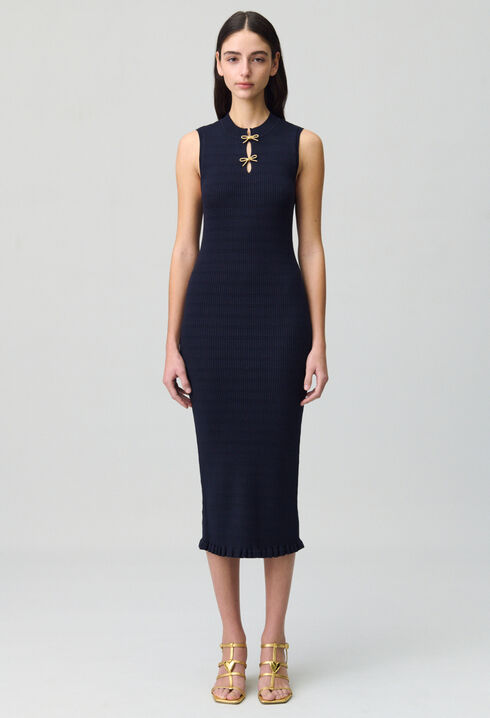 Langes Feinstrick-Kleid, Schleifen