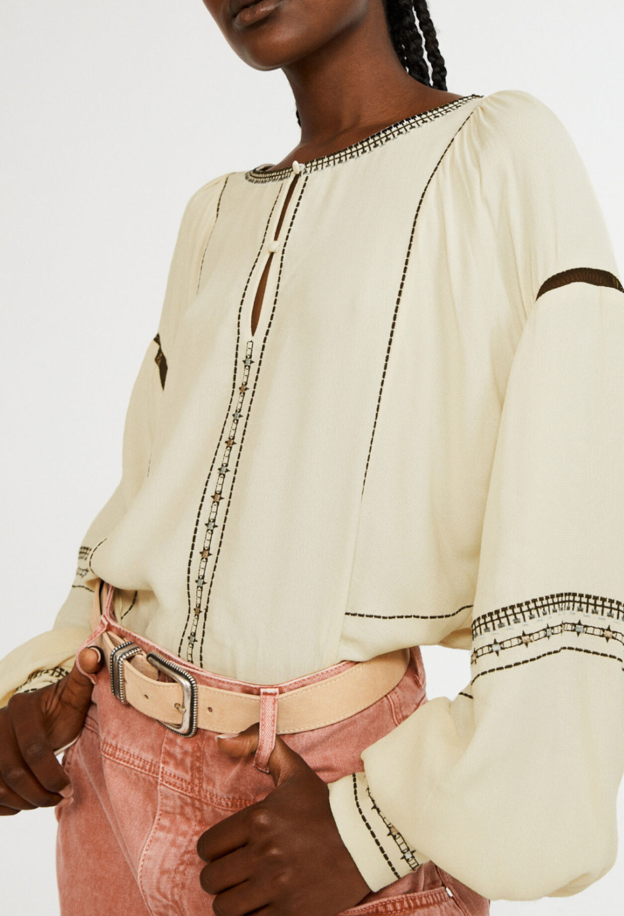 Flared fluid blouse