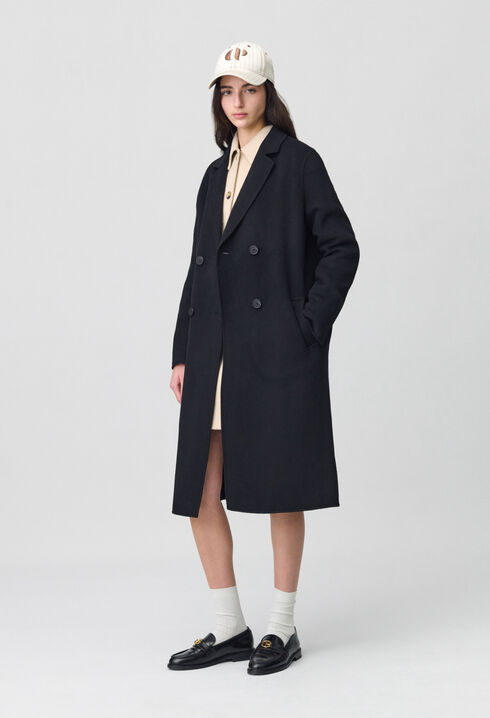 Black straight mid-length coat 