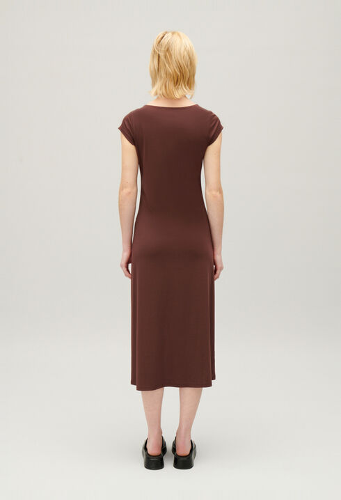Asymmetrisches Knopf-Midi-Kleid Schwarz