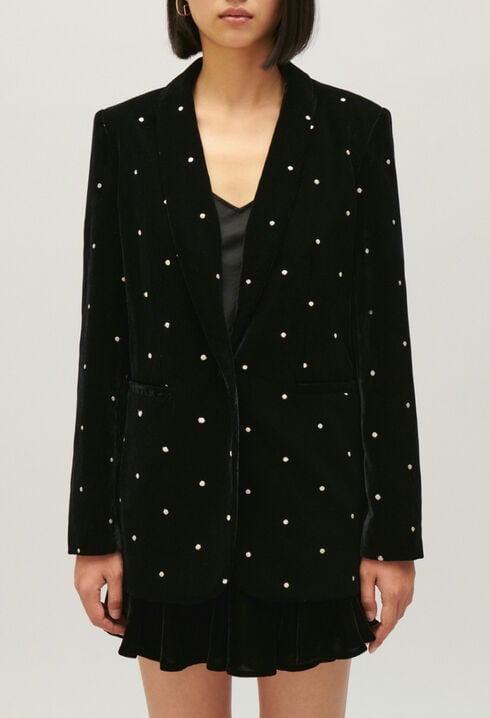 Veste tailleur velours bicolore