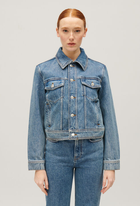Veste droite jean bleu