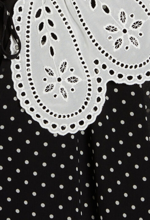 Rifi short dress large dot print collar