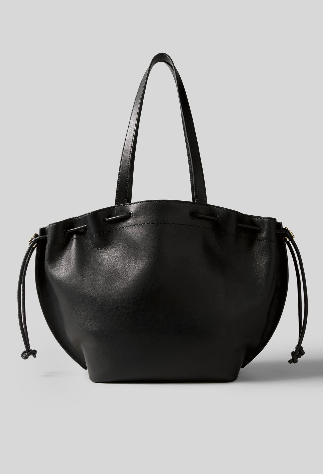 Smooth leather tote with gold logo