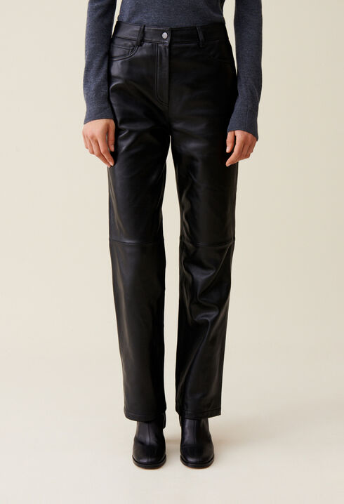 Pantalon droit cuir