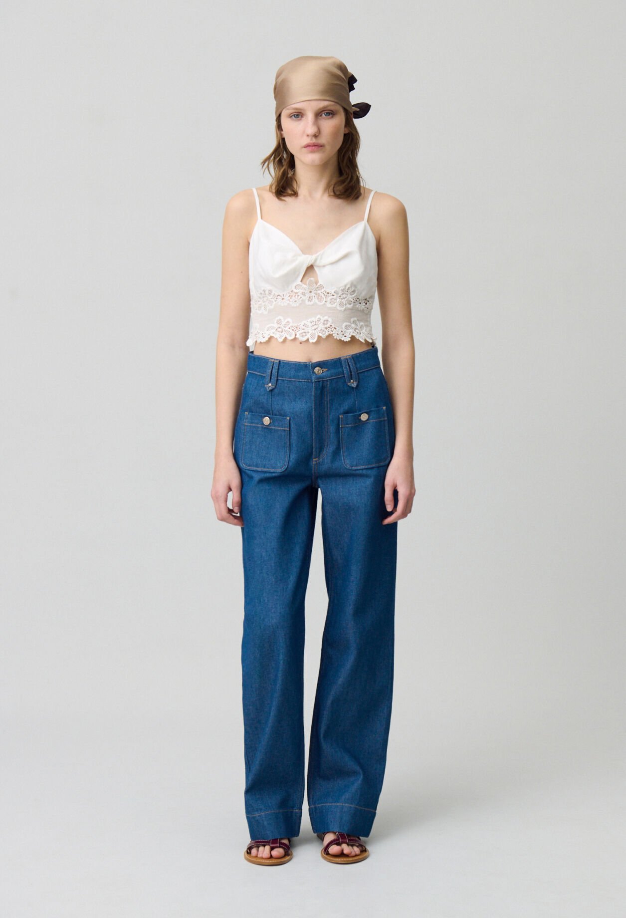 Embroidered Fine Strap Top