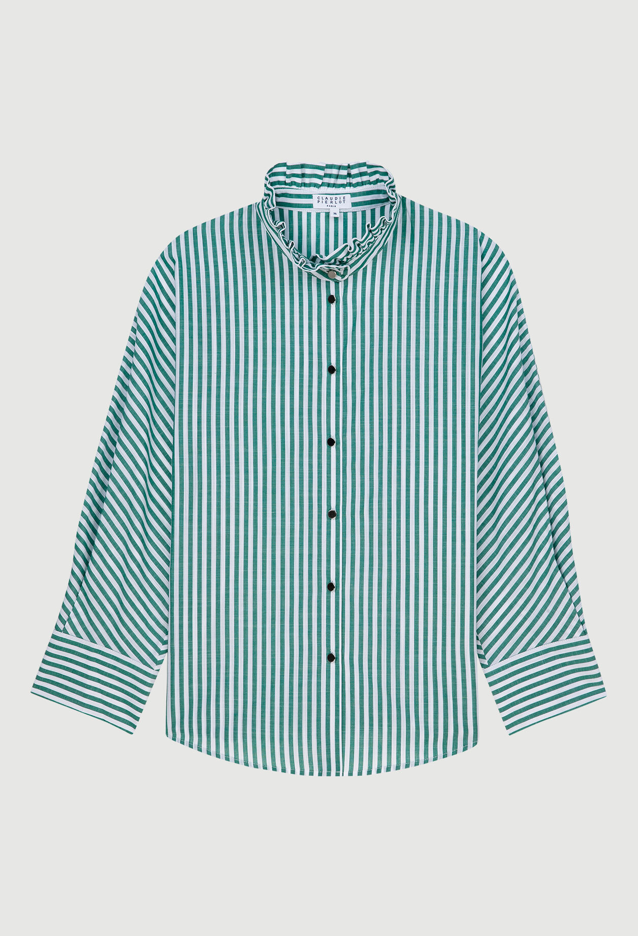 Gestreifte Bluse mit gerafftem Kragen