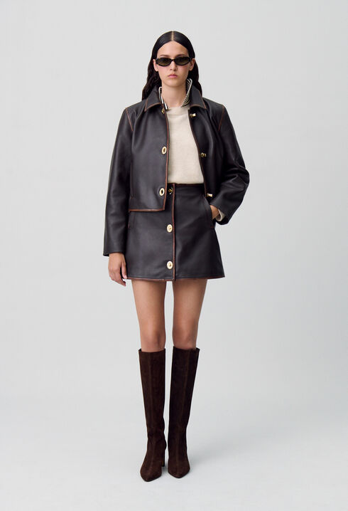 Short A-line Leather Skirt