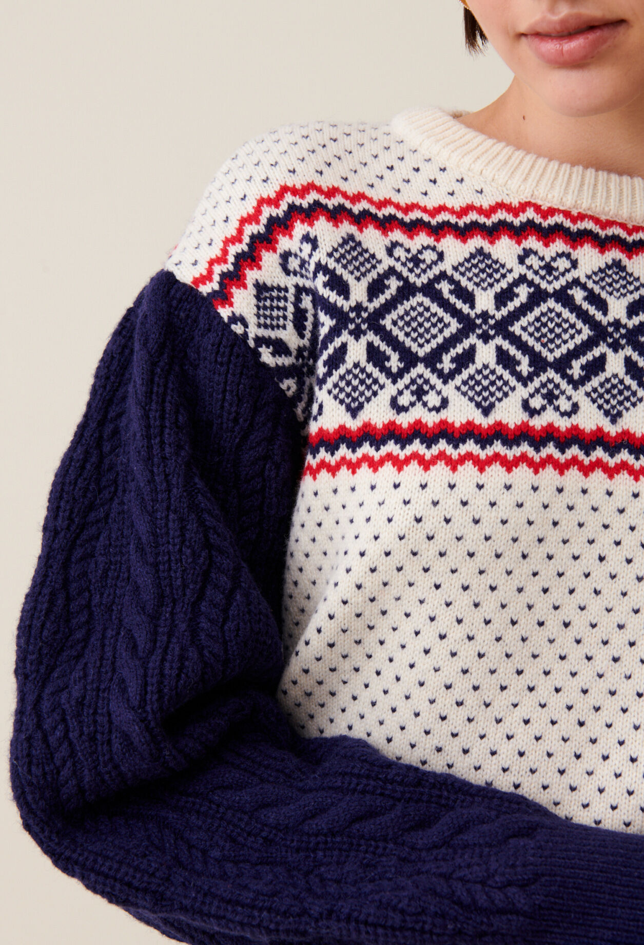 Pull maille motifs col rond