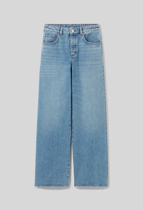 Wide-Leg Washed Denim Jeans