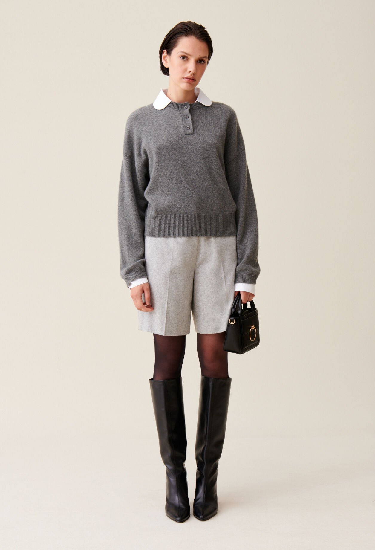 Cashmere jumper detachable collar