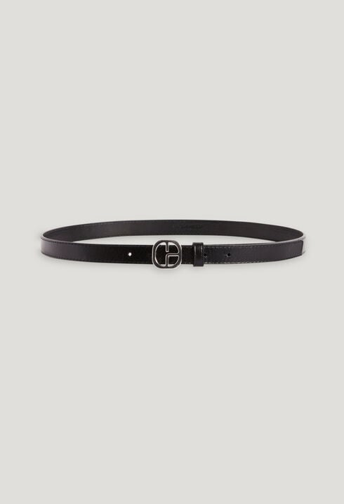 Black leather belt with rhinestones