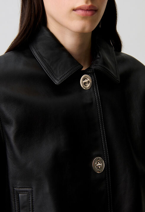 Veste courte cuir noir