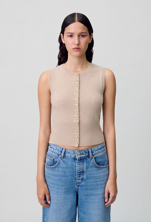 Top maille boutonné