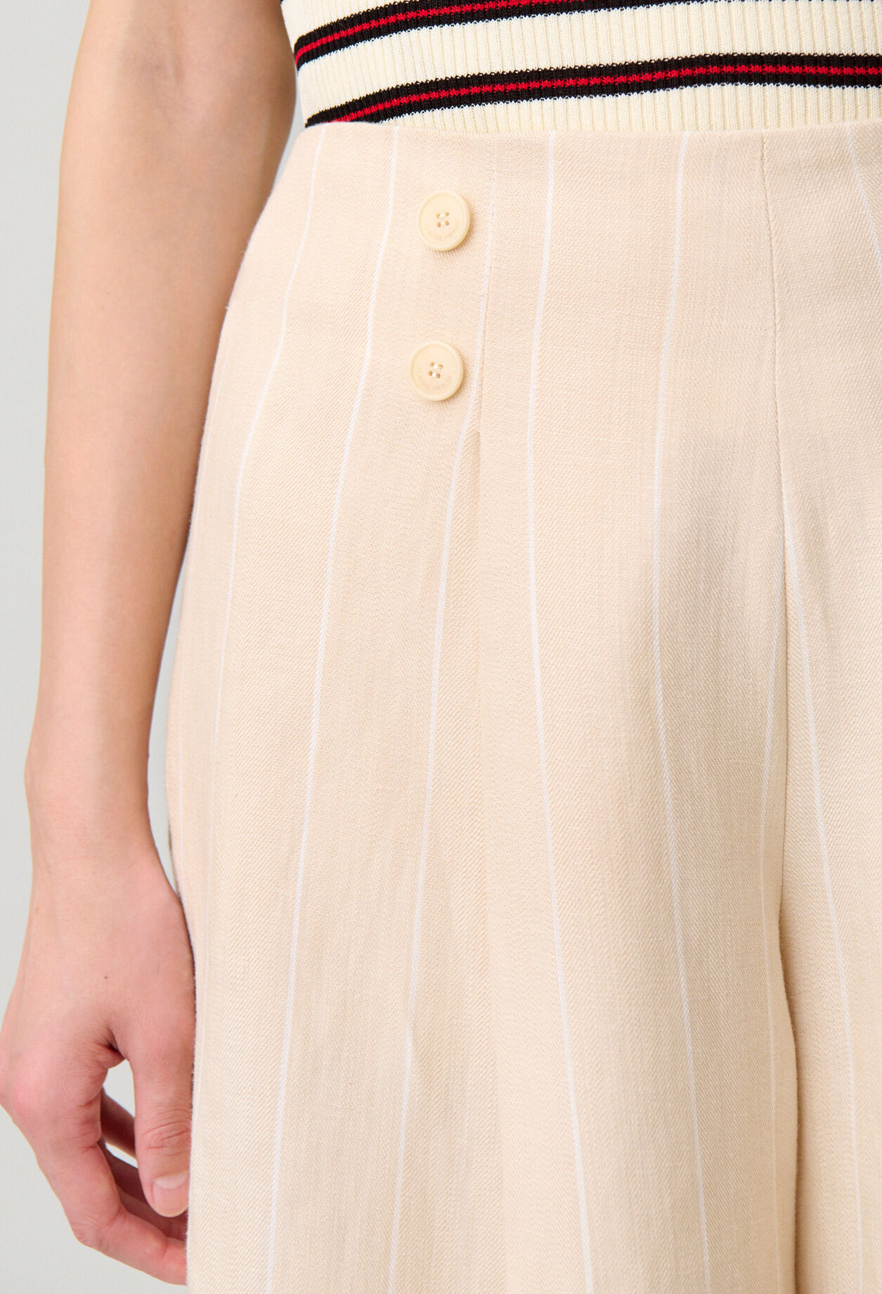 Pantalon tailleur large viscose lin