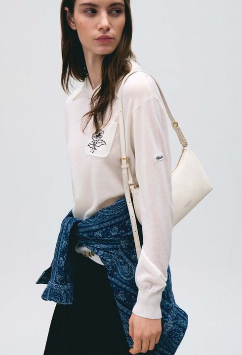 Embroidered flower knit jumper