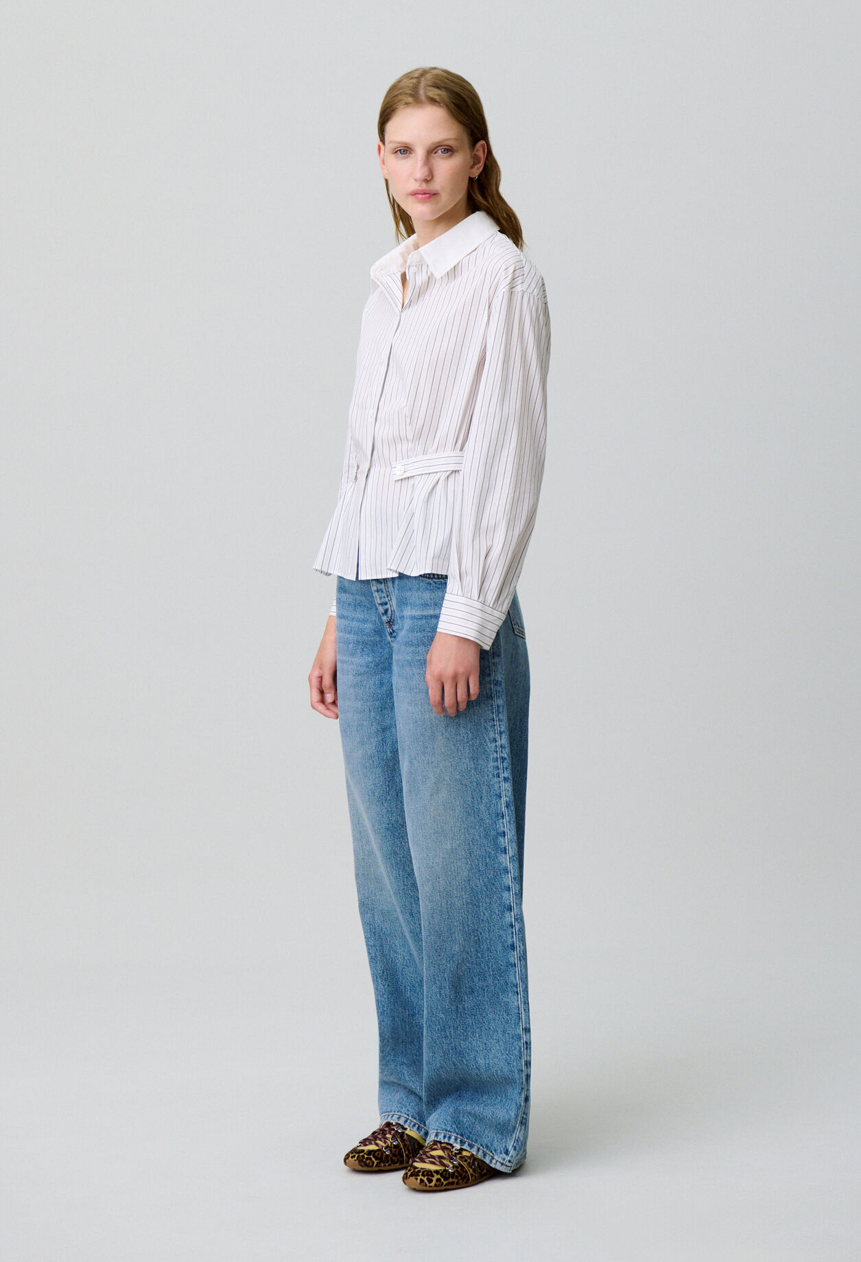Striped poplin shirt