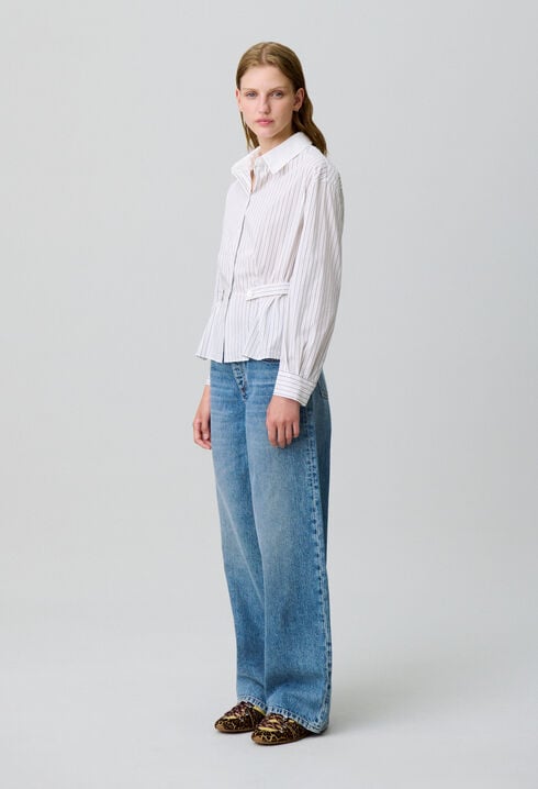 Striped poplin shirt