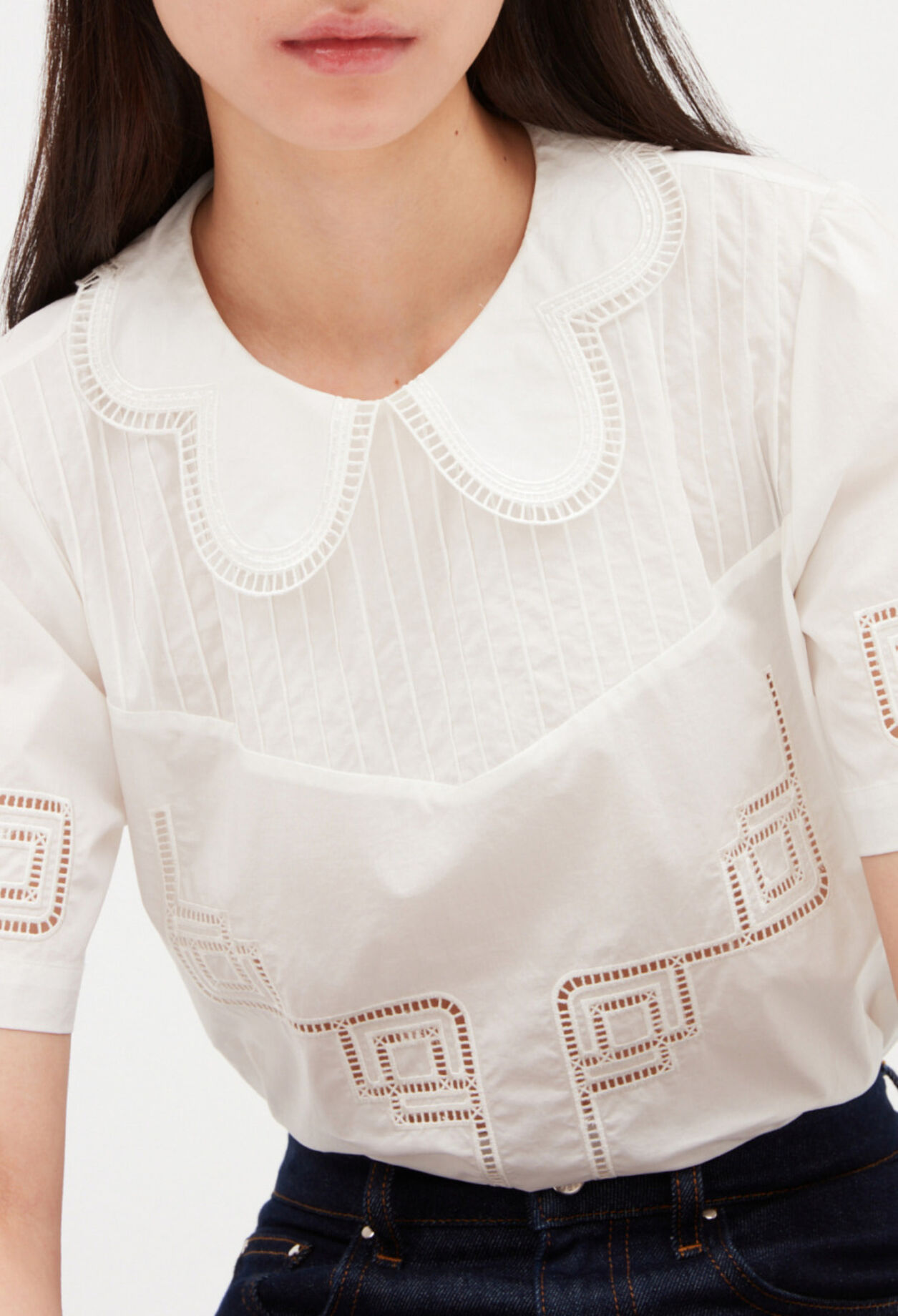 Ecru lace collar top
