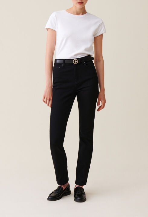 Black mid-rise slim jeans