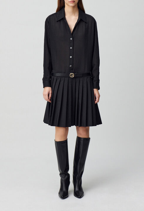 Striped mixed-fabric dress