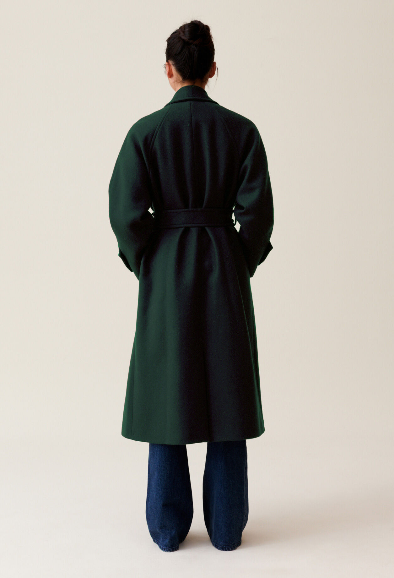 Long green trench coat