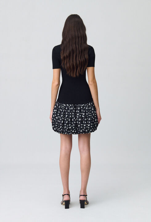 Robe courte boule &agrave; fleurs