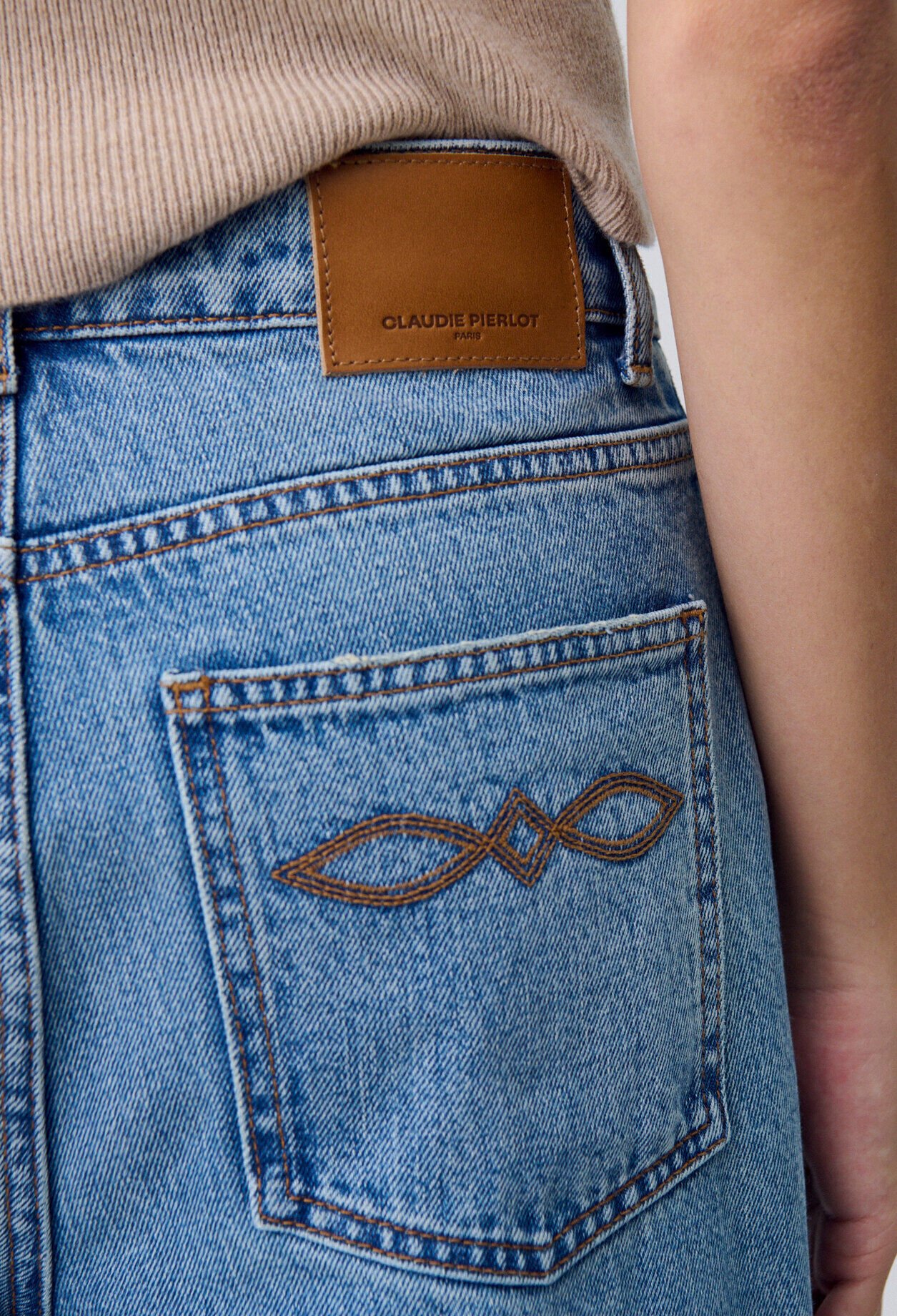 Wide-Leg Washed Denim Jeans