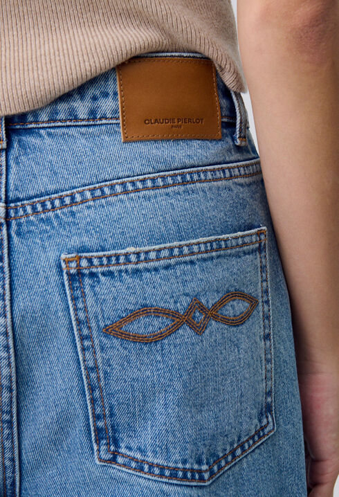 Wide-Leg Washed Denim Jeans