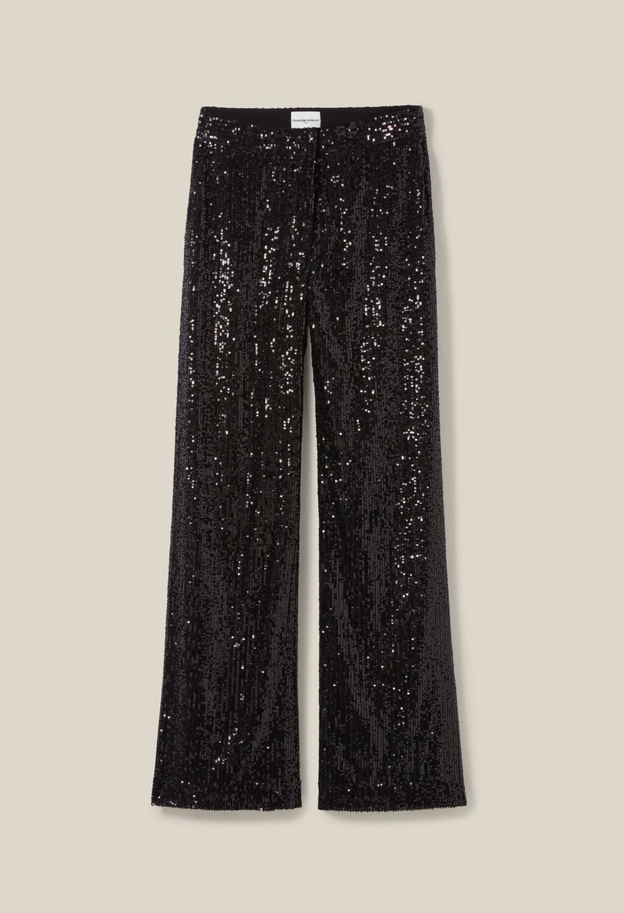 Pantalon droit à sequins noir