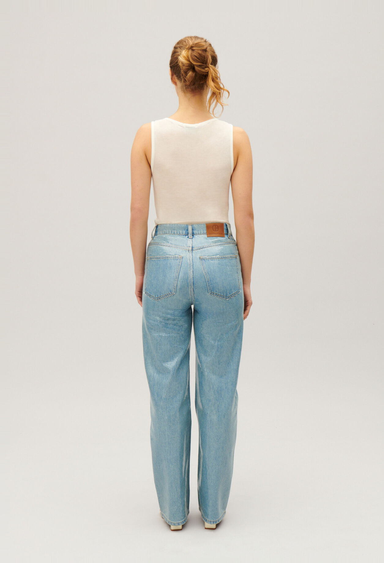 Straight blue glitter Claude jeans