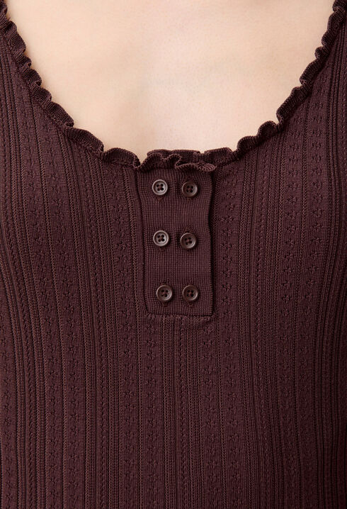 Débardeur maille pointelle volant