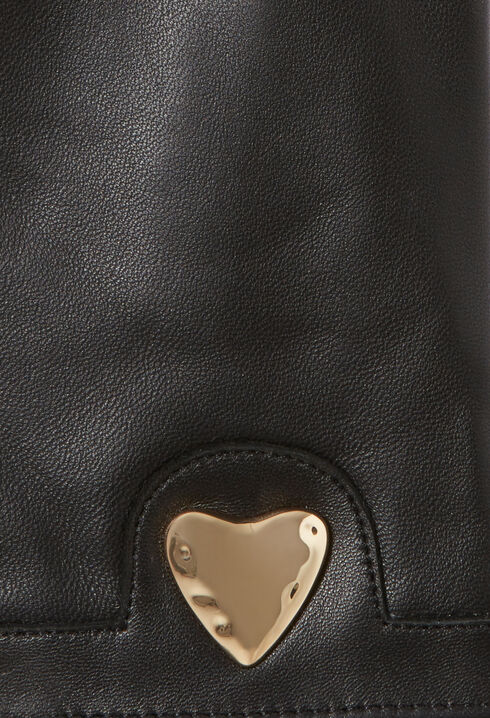 Gold heart leather gloves