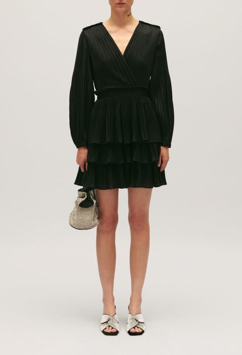 Short black pleated dress