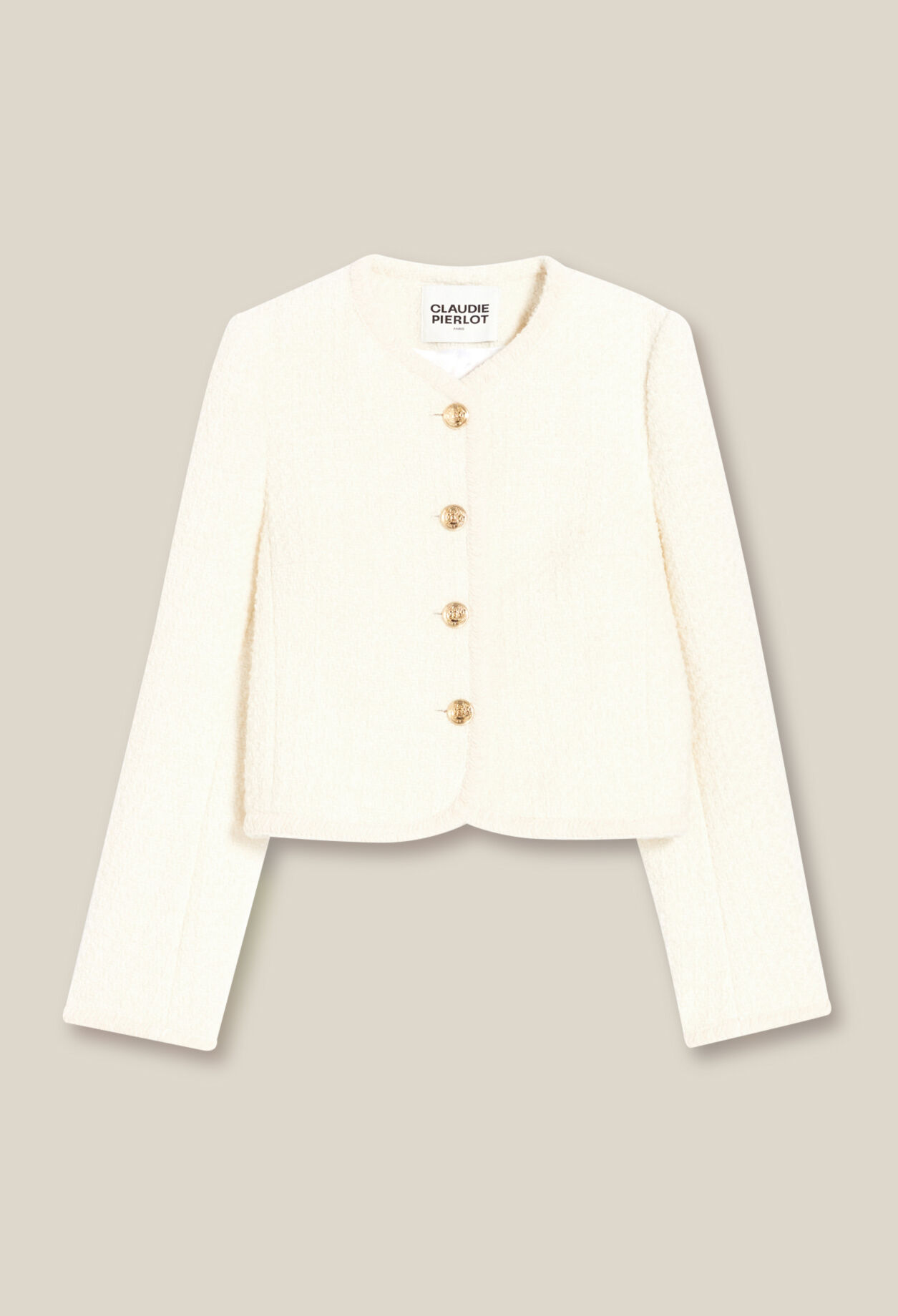 Short ivory tweed jacket 