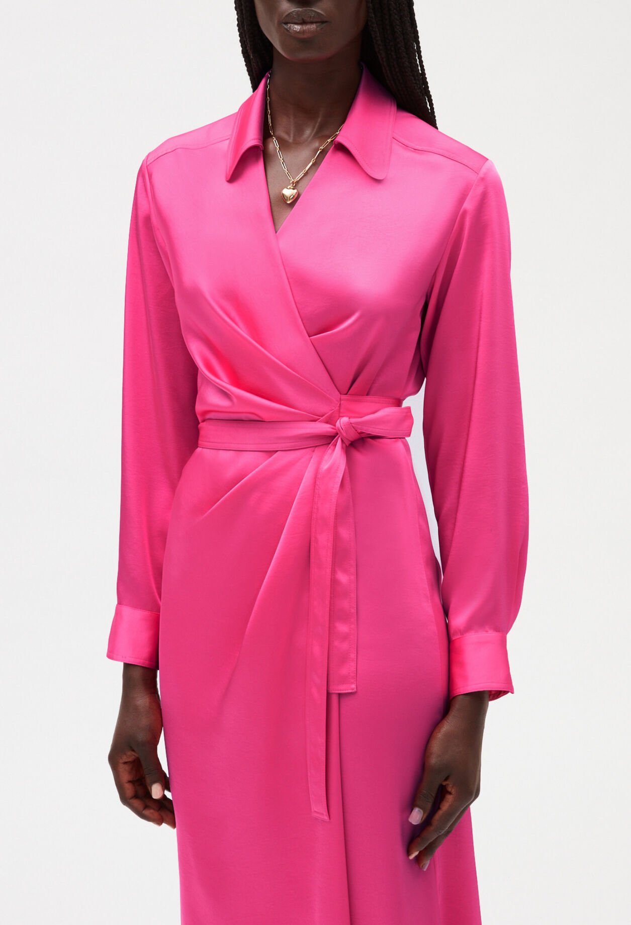 Pink mid-length wrap dress 