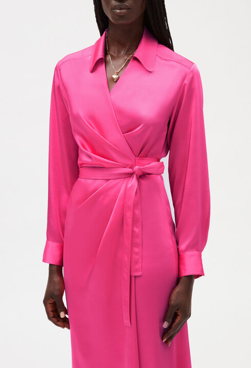 Pink mid-length wrap dress 
