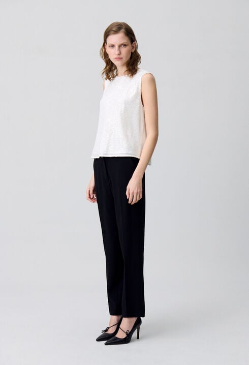 Off-white sequinned sleeveless top