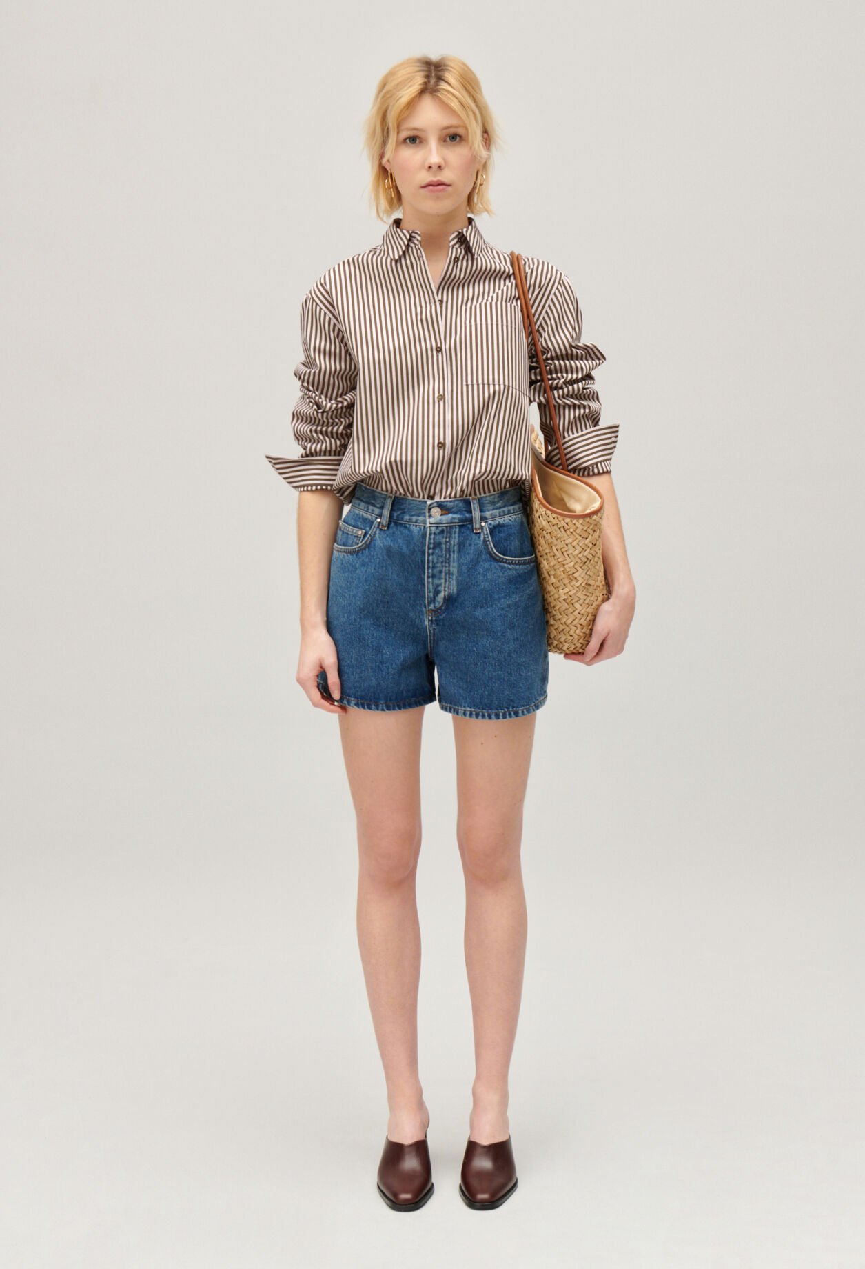 Hemdbluse mit Streifen-Design Bronze