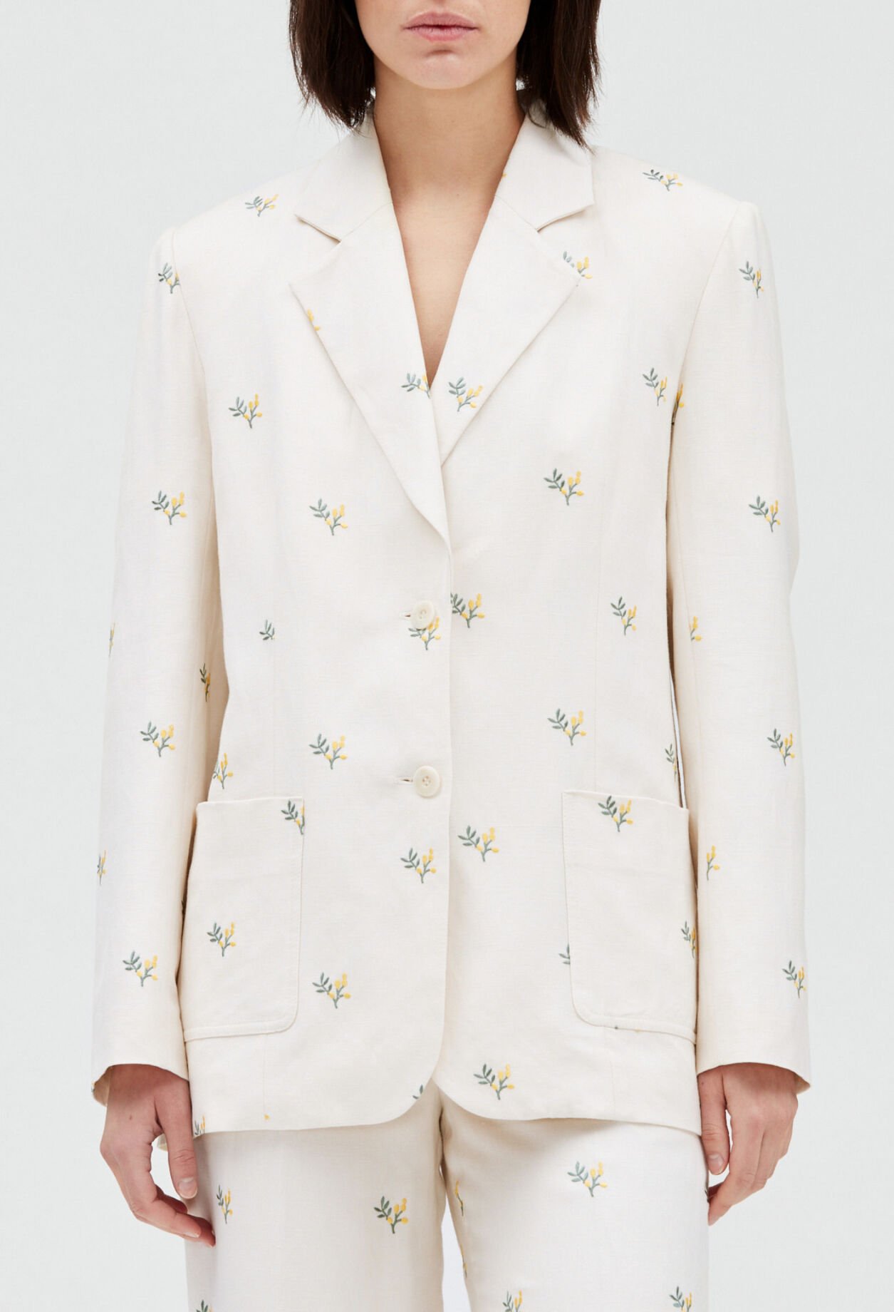 Veste tailleur broderie mimosa