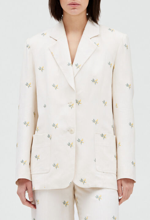 Kost&uuml;mjacke mit Stickerei, Mimose