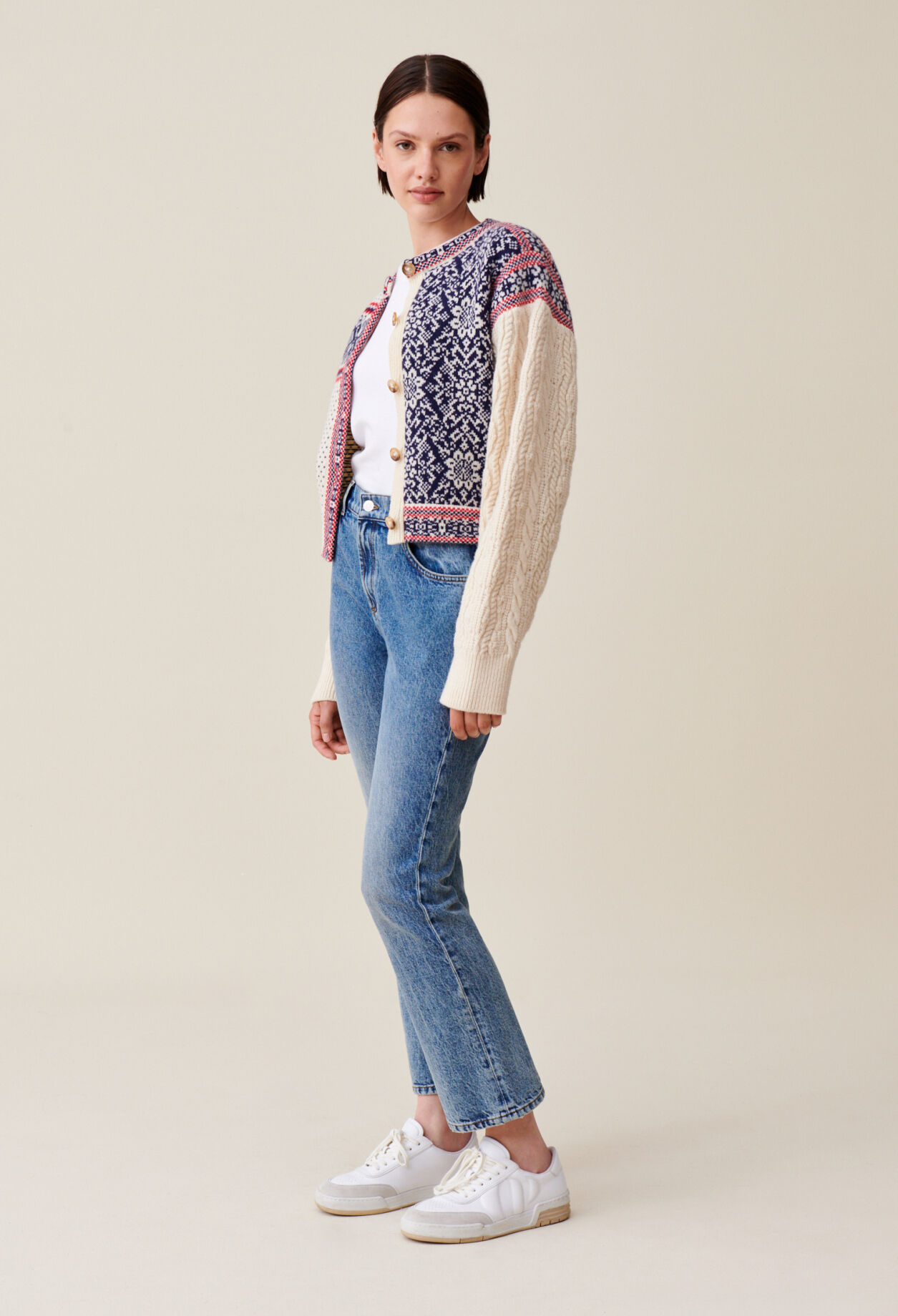 Cable-knit wool cardigan